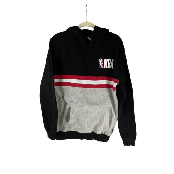 NBA Colorblock Black Gray Hoodie Sweatshirt M Logo Graphic Long Sleeves Sporty - Picture 1 of 10